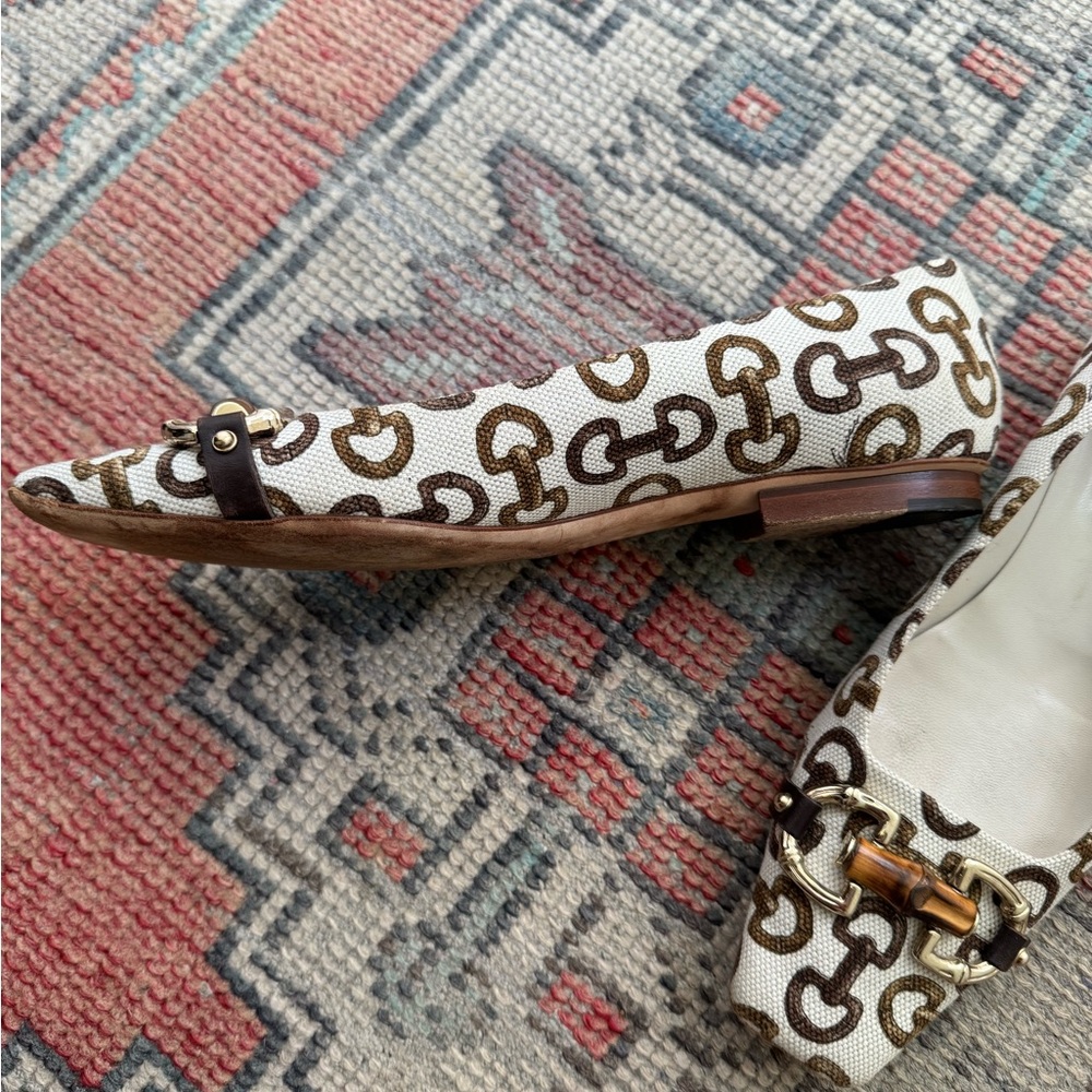 Authentic Gucci Horse bit Canvas Flats - Picture 5 of 8